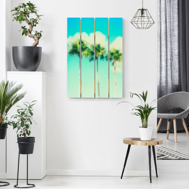 Wood prints landscape Palm Trees Against Blue Sky
