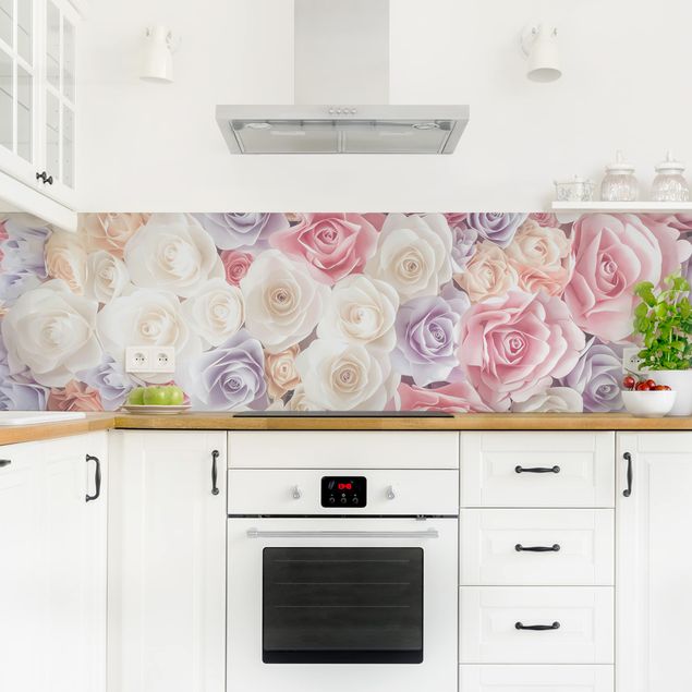 Kitchen splashback patterns Pastel Paper Art Roses