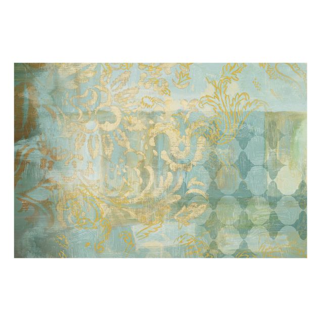 Splashback - Moroccan Collage In Gold And Turquoise - Landscape format 3:2