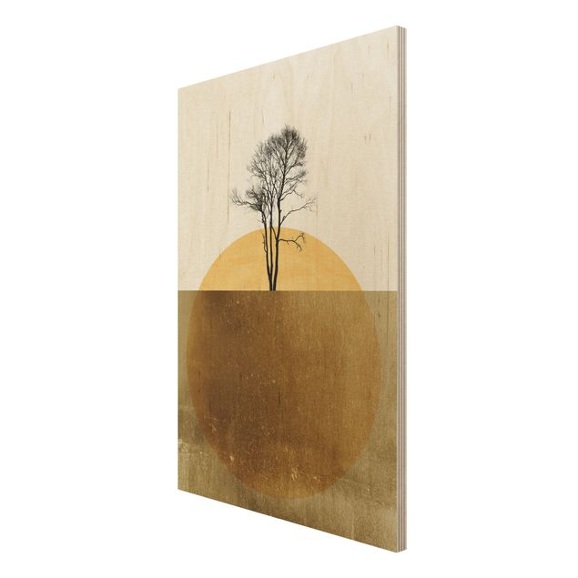 Prints Golden Sun With Tree