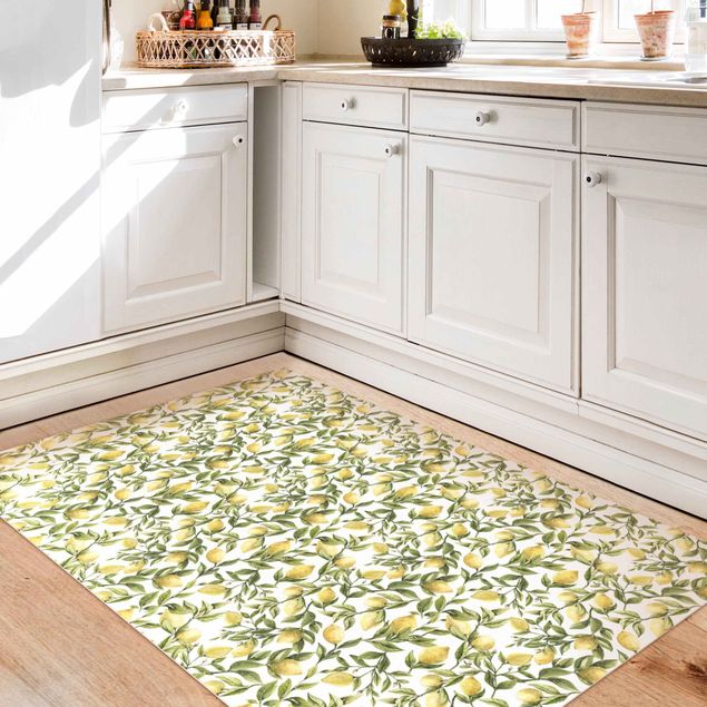 outdoor balcony rug Fruity Lemons With Leaves