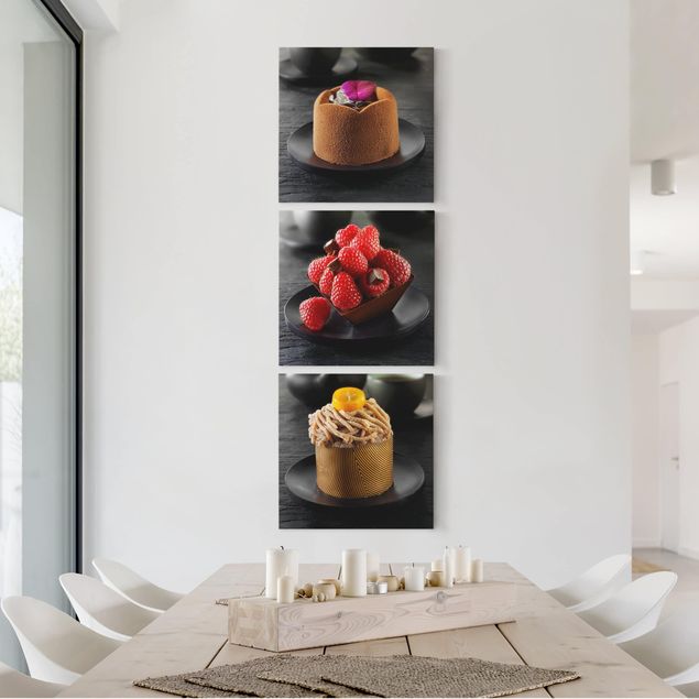 Modern art prints Chocolate mini cake with raspberries