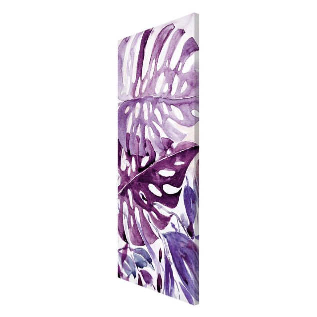 Magnet boards flower Watercolour Tropical Leaves With Monstera In Aubergine