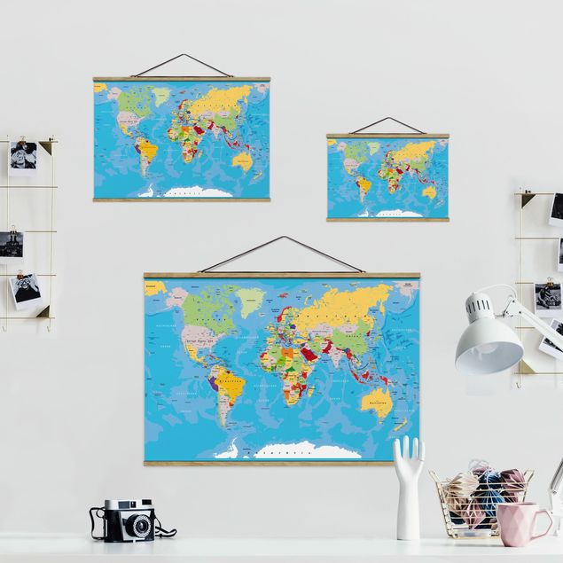 Fabric print with posters hangers The World's Countries