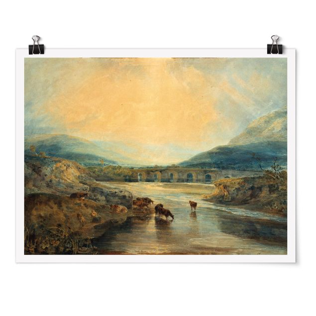 Mountain art prints William Turner - Abergavenny Bridge, Monmouthshire: Clearing Up After A Showery Day