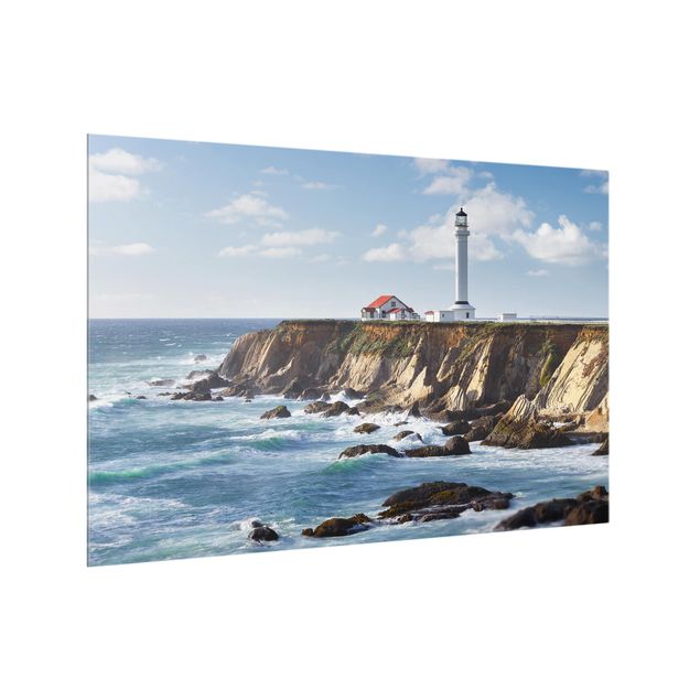 Glass splashback beach Point Arena Lighthouse California