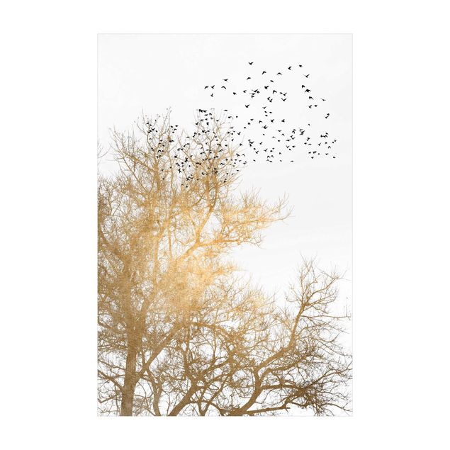 Forest rugs Flock Of Birds In Front Of Golden Tree