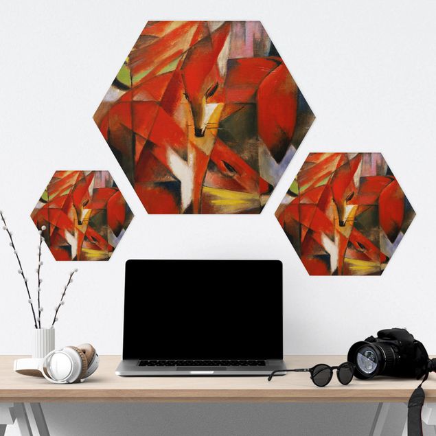 Hexagonal prints Franz Marc - Foxes