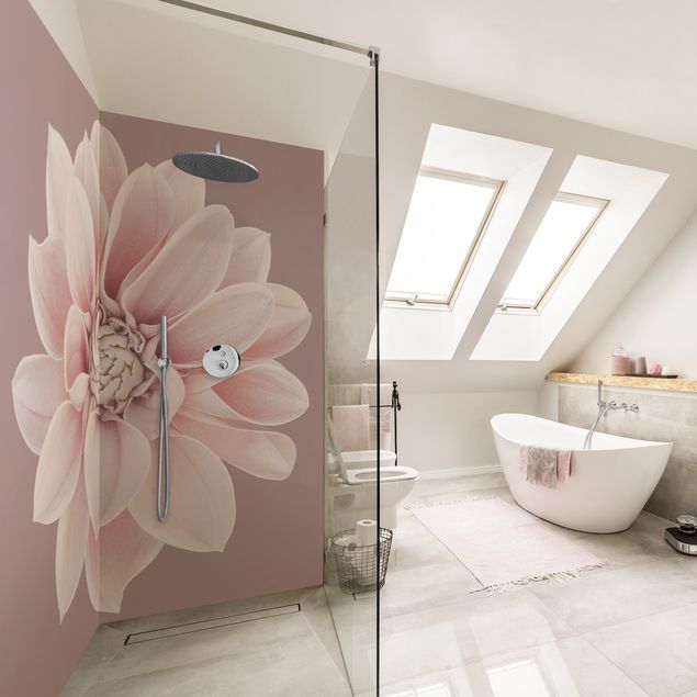 Shower wall cladding - Dahlia Flower Lavender White Pink