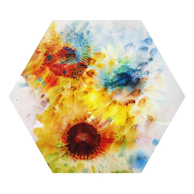 Modern art prints Watercolour Flowers Sunflowers