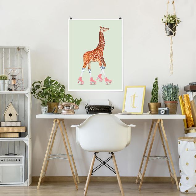Giraffe canvas Giraffe With Roller Skates