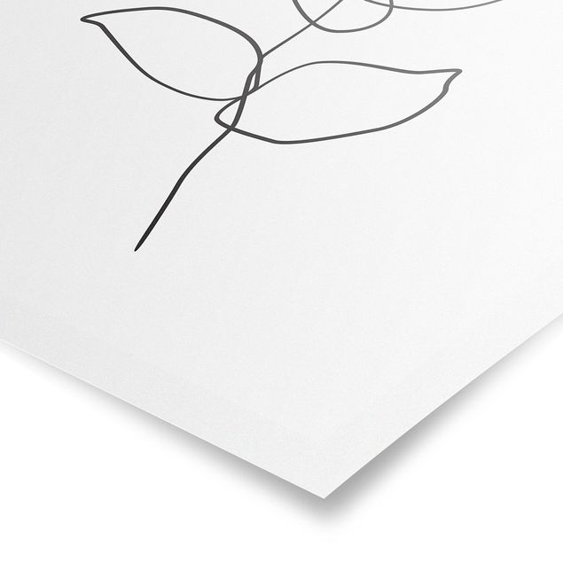 Flower print Line Art Branch Black And White