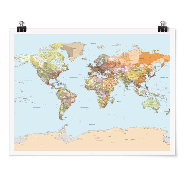 Framed quotes Political World Map