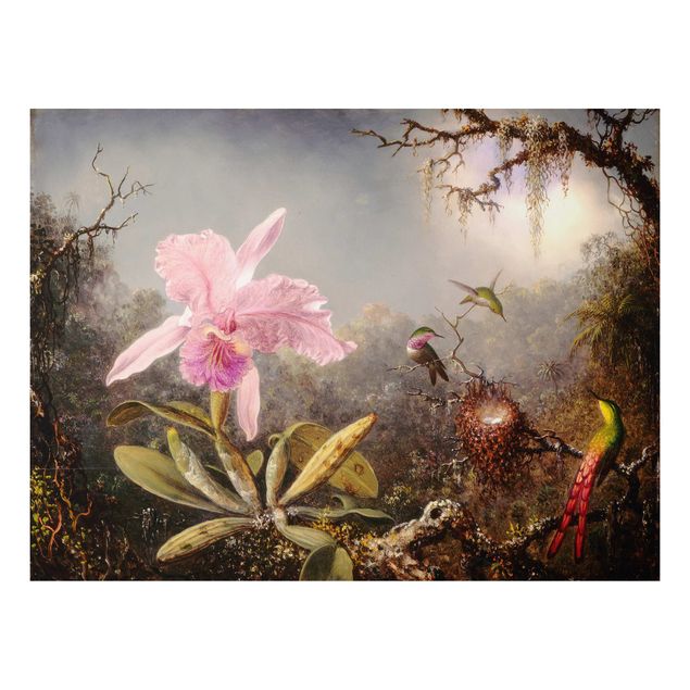 Art styles Martin Johnson Heade - Orchid And Three Hummingbirds