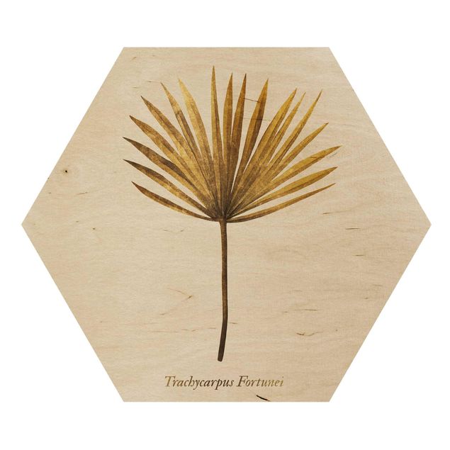 Prints on wood Gold - Palm Leaf