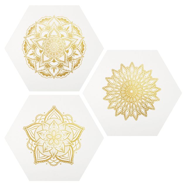Prints patterns Mandala Flower Sun Illustration Set Gold