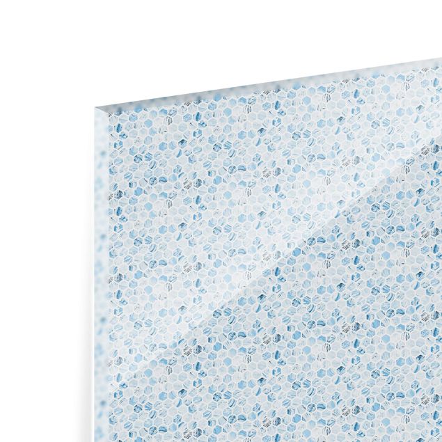 Splashback - Marble Hexagons Blue Shades - Landscape format 3:2