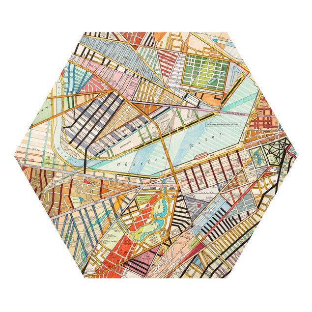 Prints multicoloured Modern Map Of Boston