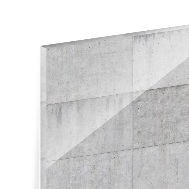 Glass Splashback - Concrete Tile Look Grey - Panoramic