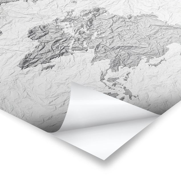 Poster print Paper World Map White Grey