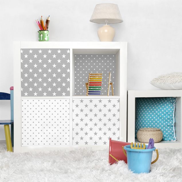 Kids room decor Grey White Stars And Dots In 4 Variations