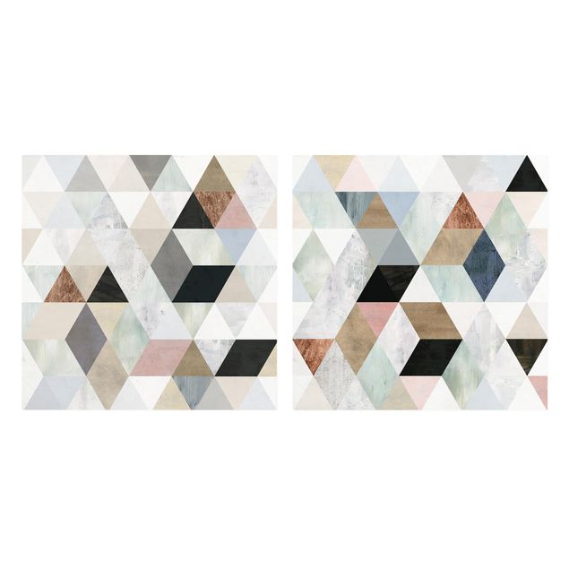 Prints Watercolour Mosaic With Triangles Set I
