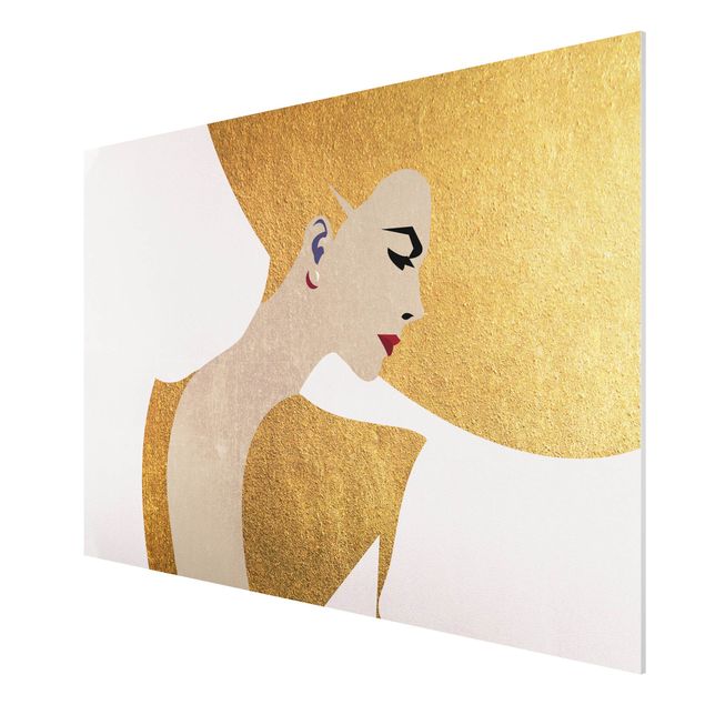 Contemporary art prints Lady With Hat Golden
