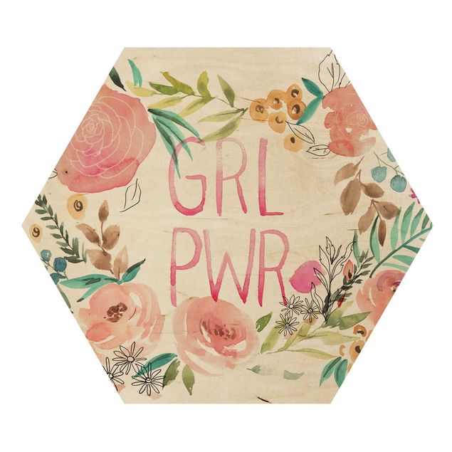 Wood prints Pink Flowers - Girl Power