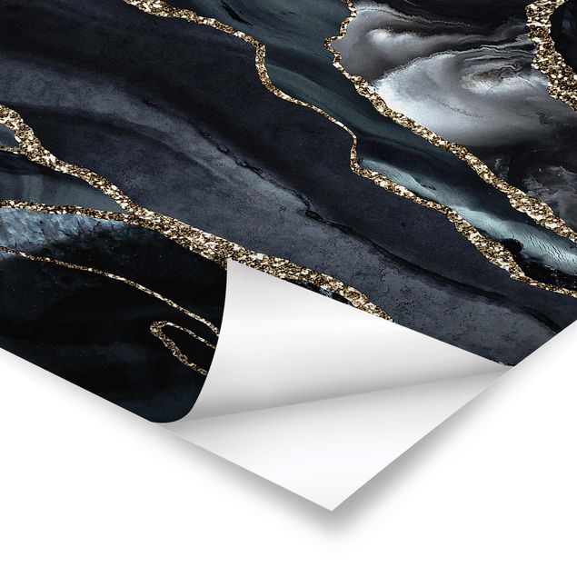 Prints Black With Glitter Gold