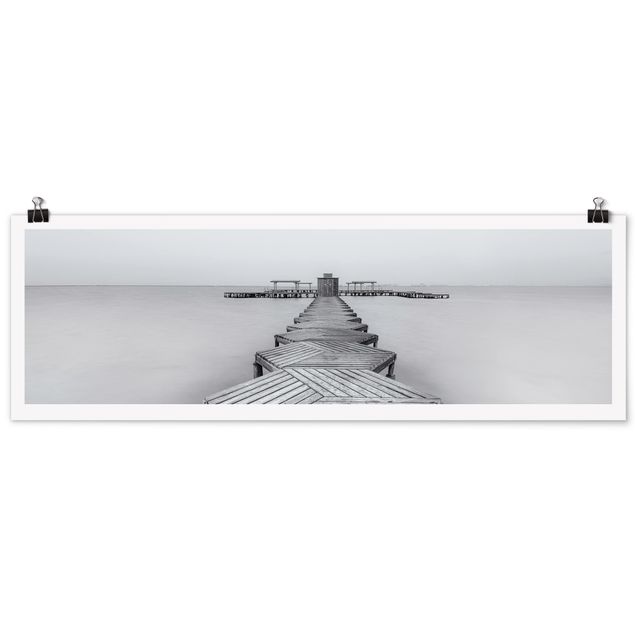 Posters black and white Wooden Pier In Black And White