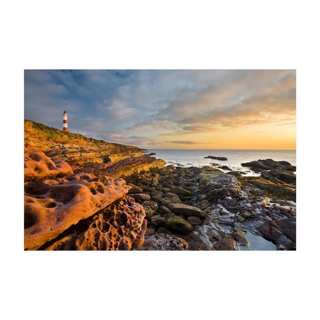 beige area rug Tarbat Ness Ocean & Lighthouse At Sunset