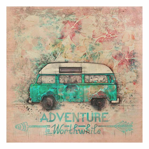 Wood prints sayings & quotes Bulli Adventure Collage Pastel