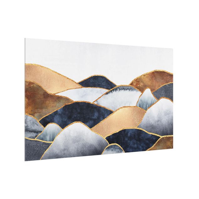 Glass splashback art print Golden Mountains Watercolor