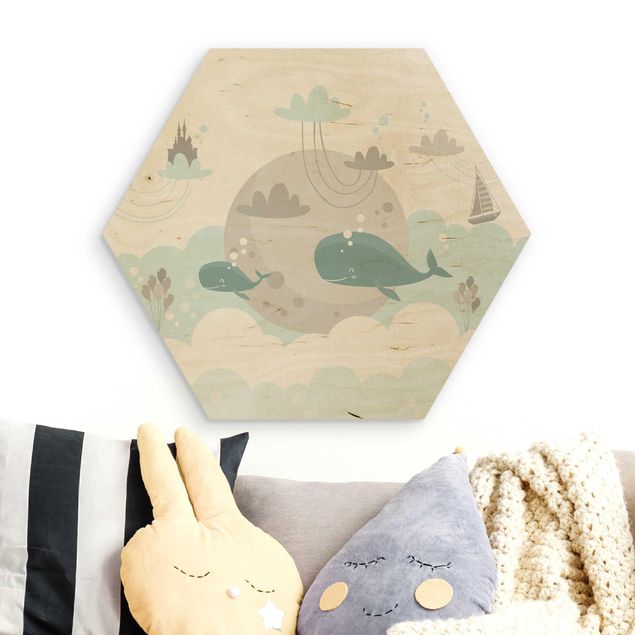 Kids room decor Clouds With Whale And Castle