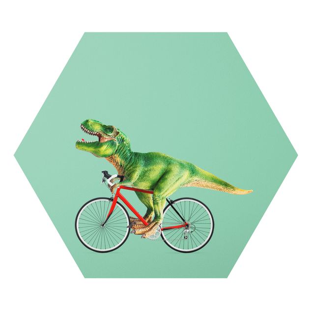 Prints modern Dinosaur With Bicycle