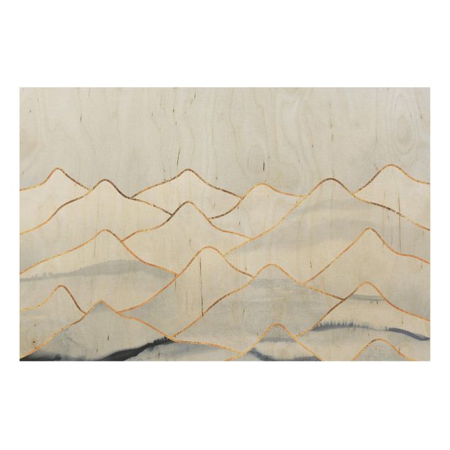 Elisabeth Fredriksson poster Watercolour Mountains White Gold