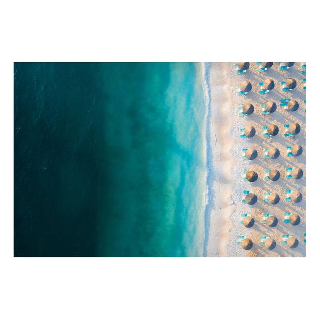 Landscape canvas prints White Sandy Beach With Straw Parasols