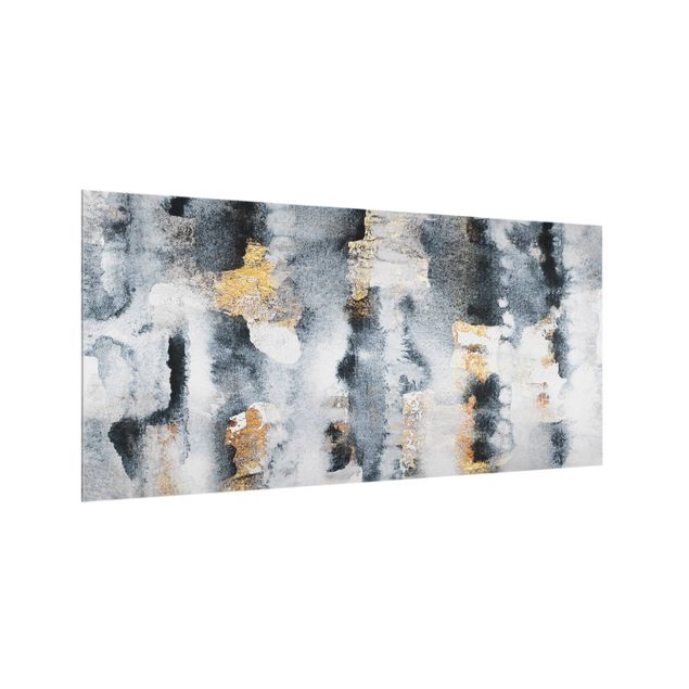 Glass art splashbacks Abstract Watercolor With Gold