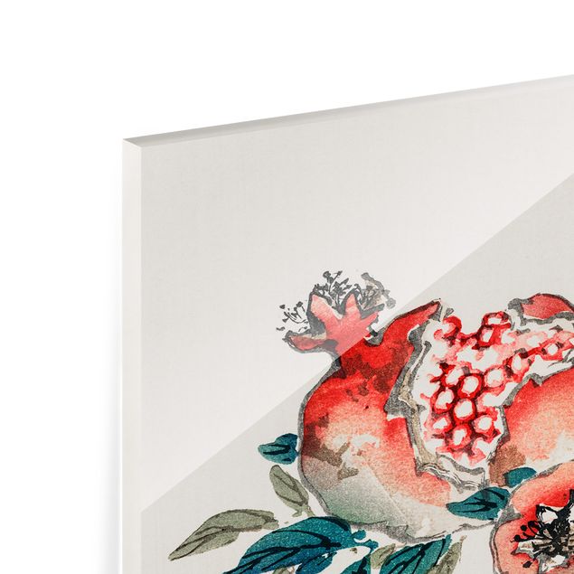 Glass Splashback - Asian Vintage Drawing Pomegranate - Landscape 2:3