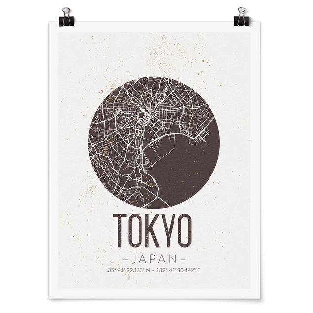 Posters maps Tokyo City Map - Retro