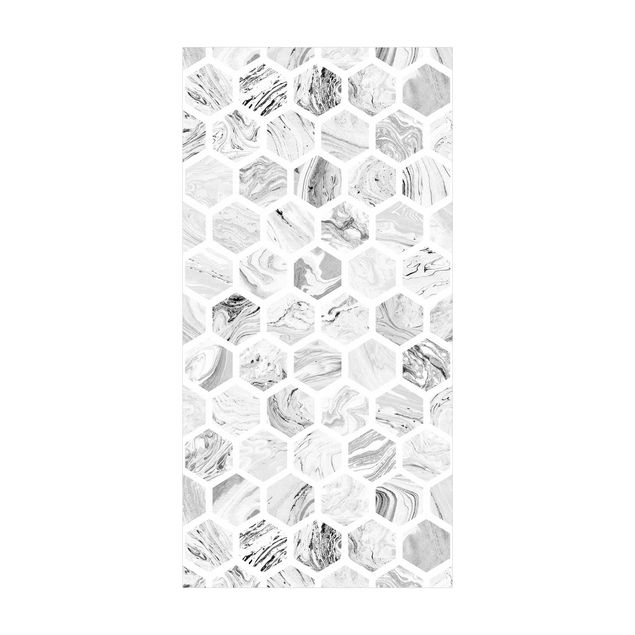 Tile rug Marble Hexagons In Greyscales