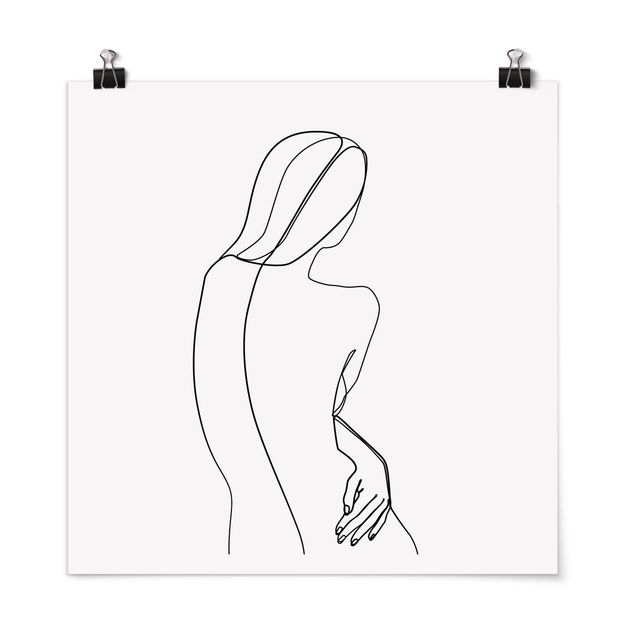 Posters art print Line Art Back Woman Black And White