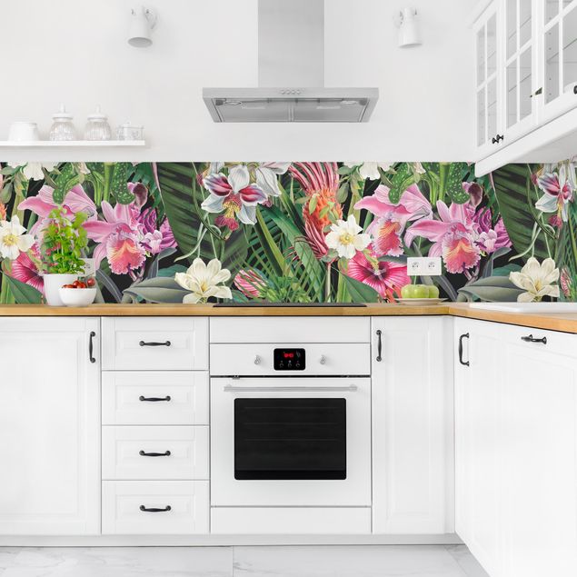 Kitchen Colourful Tropical Flowers Collage II