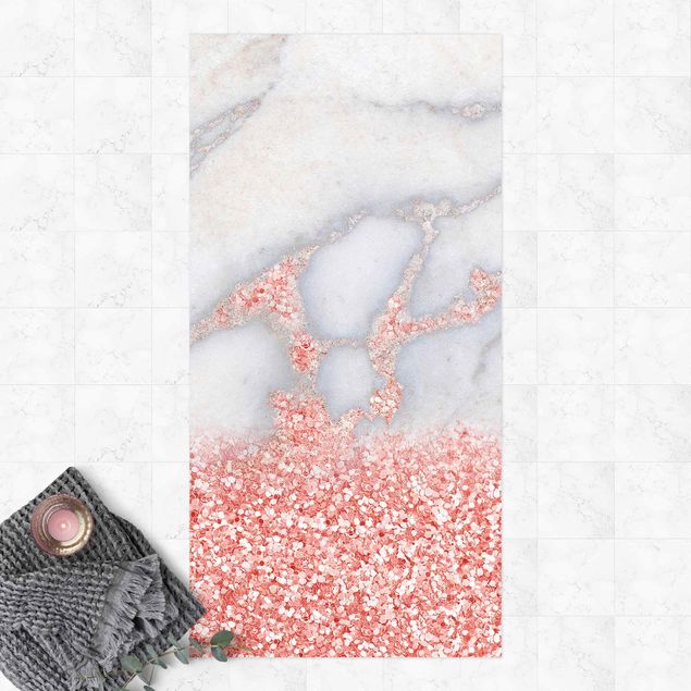 Outdoor rugs Marble Look With Pink Confetti