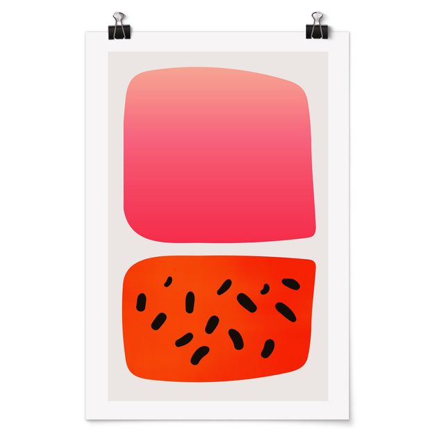 Abstract canvas wall art Abstract Shapes - Melon And Pink