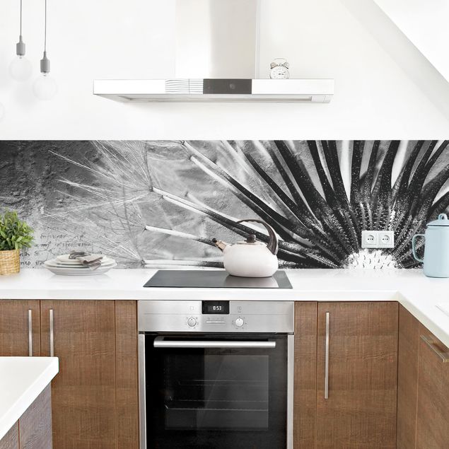 Kitchen splashback black and white Dandelion Black & White