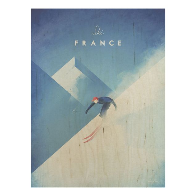 Wood prints landscape Travel Poster - Ski In France