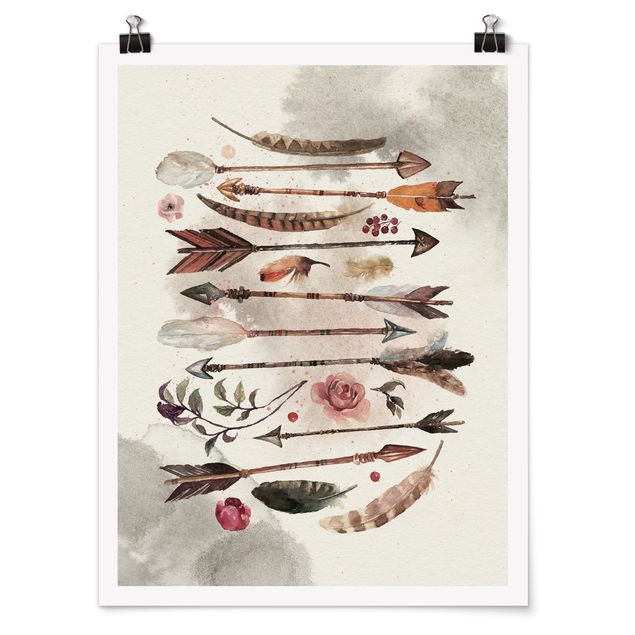 Spiritual prints Boho Arrows And Feathers - Watercolour