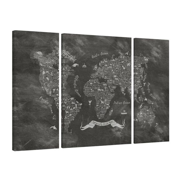 Canvas prints maps Chalk Typography World Map