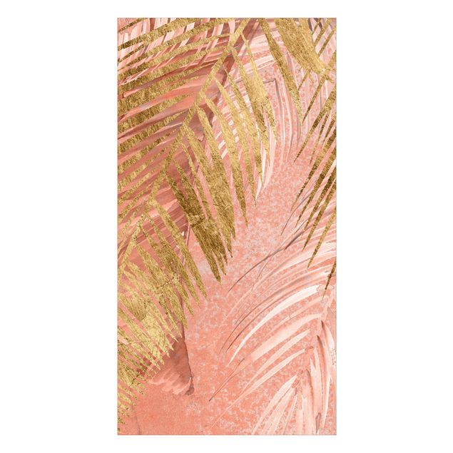 Shower wall cladding - Palm Fronds In Pink And Gold III